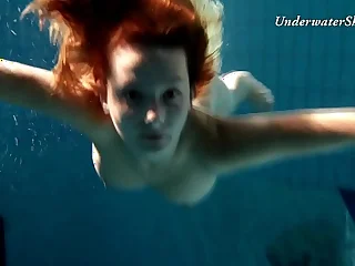 Edwiga teen Russian swims in garments at night